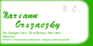 mariann orszaczky business card