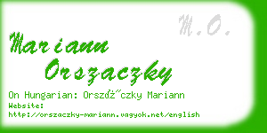 mariann orszaczky business card